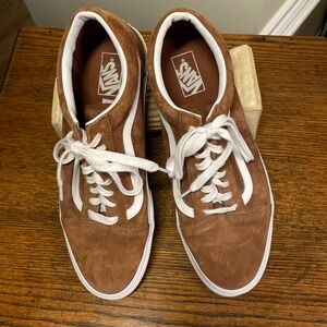 Vans Old Skool Suede Tobacco Brown White Stripe Lace Low Top Sneakers US Men 12